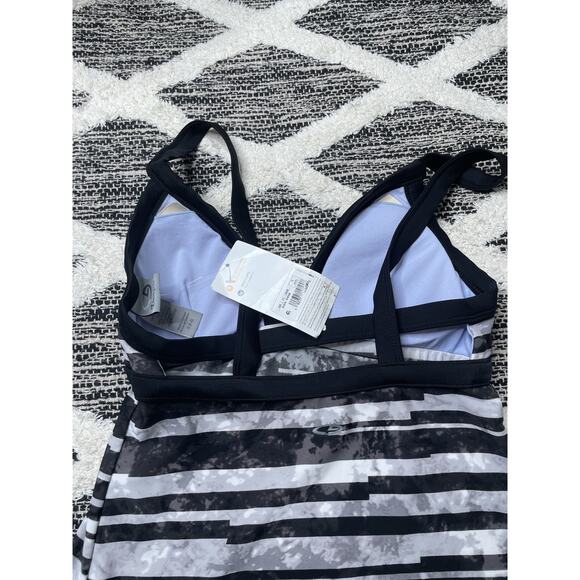 NWOT Champion Marble Small Black Stripe V-Neck Triangle Tankini Swim Top #99441 - Picture 3 of 5